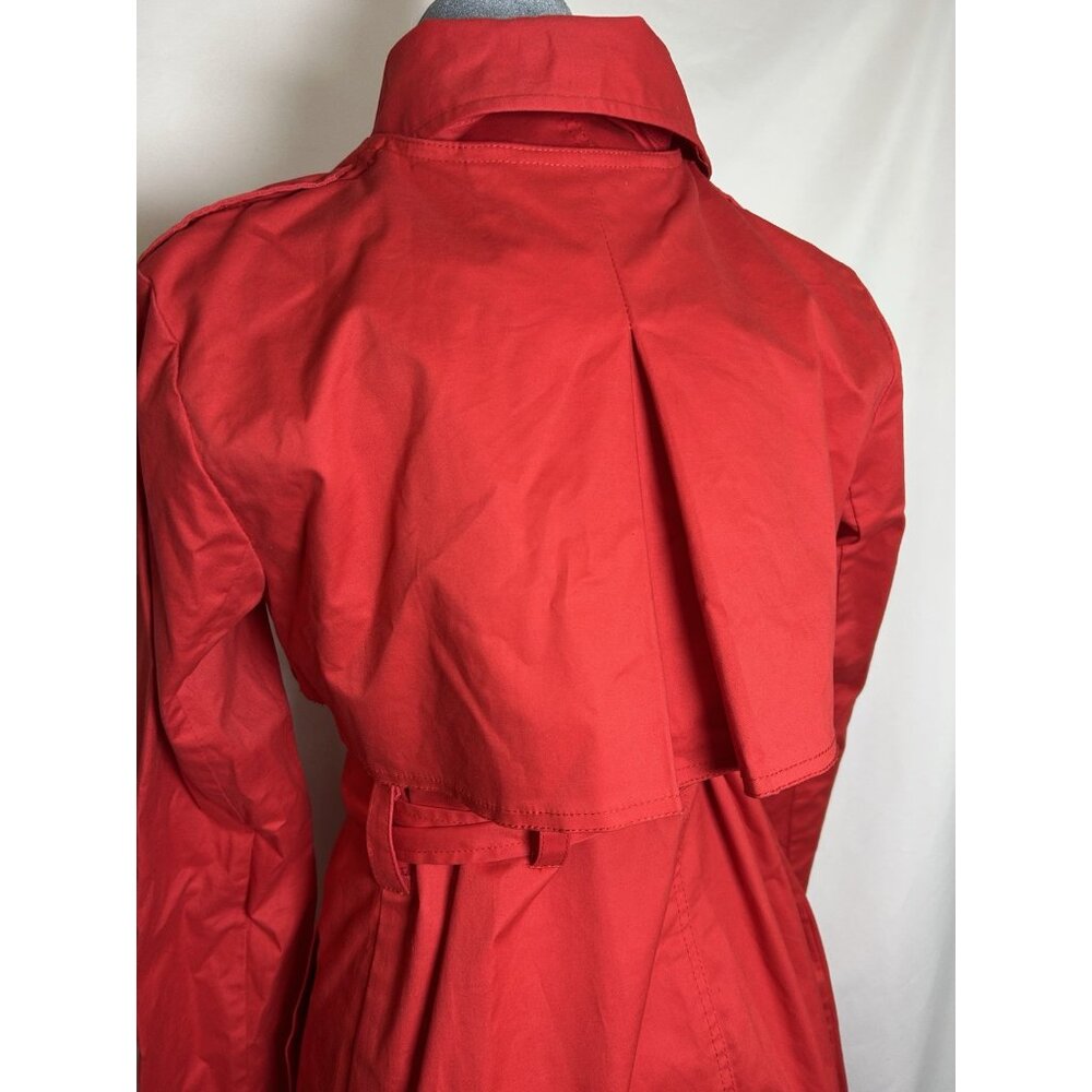 Cabi Red Trench Coat Sz 6 Jacket Detachable Upper Double Breasted Belted Convert - Picture 13 of 16